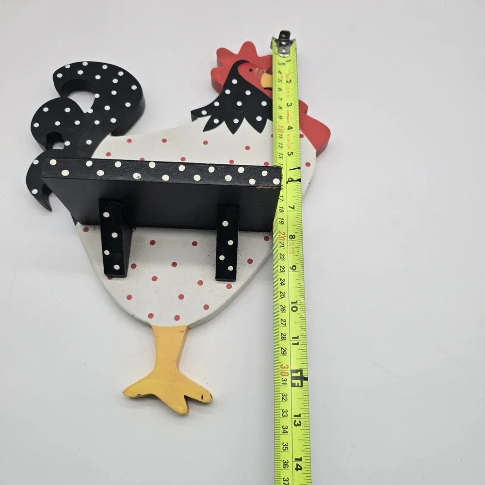 Kitchen Rooster Chicken Figurine Wooden Farmhouse Decor Shelf COTTAGE CORE